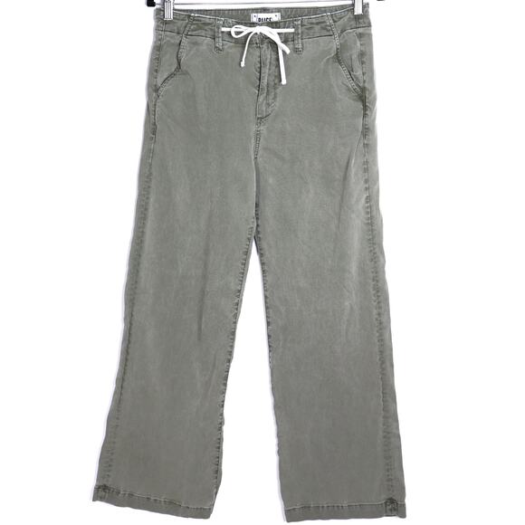 PAIGE Carly Wide Leg Jeans High Rise Washed Light Olive 4 Pocket Women's 27 - Picture 2 of 12